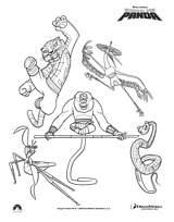 coloriage kung fu panda tous ensemble